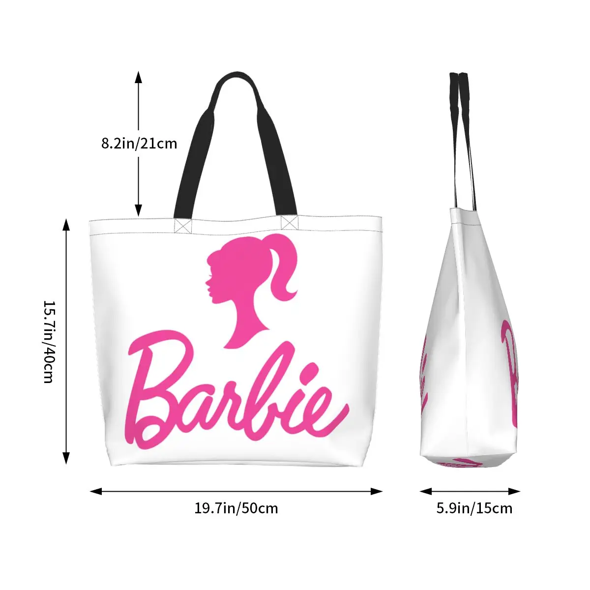 Barbie Logo Grocery Bag Large Capacity Ulzzang Stuff For Unisex Stylish Shoulder Bag