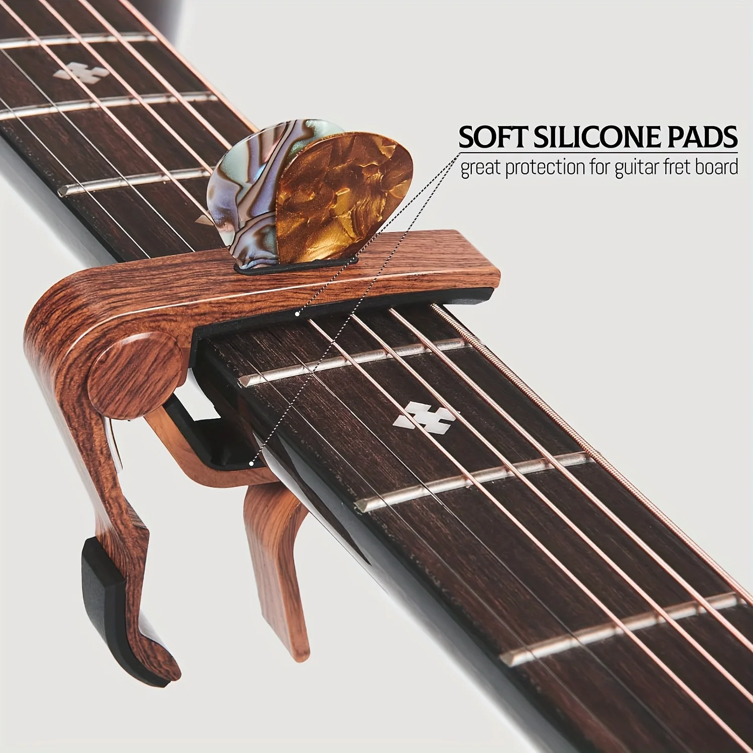 

Капо для гитары Rose с держателем для медиаторов - конвертер для акустической/электрогитары, универсальное капо для укулеле, банджо, мандолины, подарок