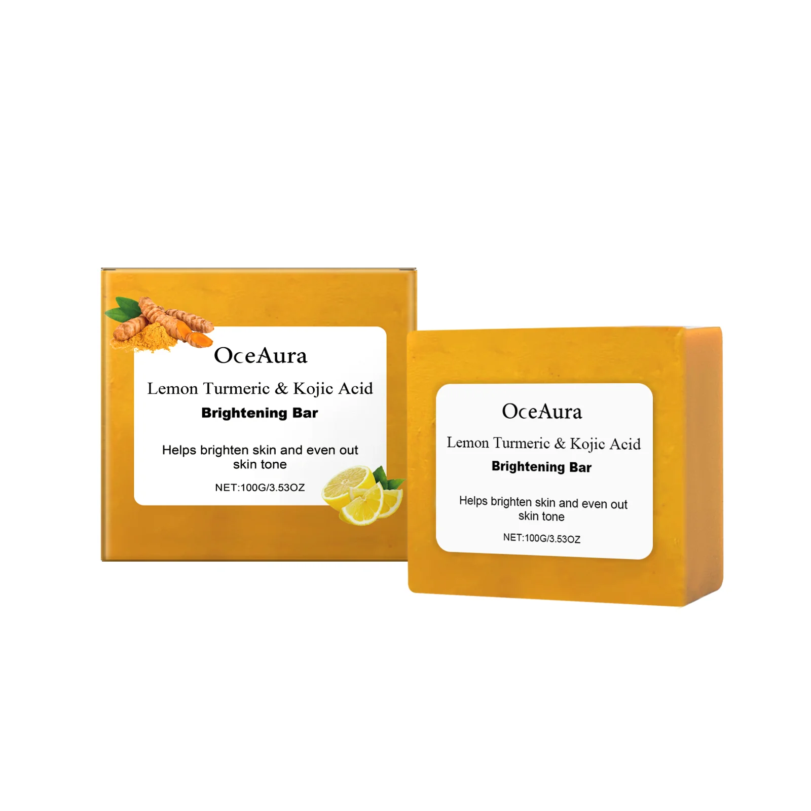 

OceAura Lemon Turmeric Soap Cleanser Bath Gentle Clean Brightening Skin Care For Face And Body 1pcs
