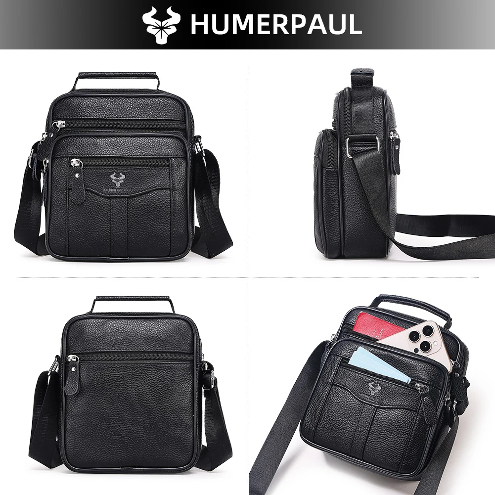 HUMERPAUL Retro Rindsleder Umhängetasche männer Casual Schulter Taschen Kleine Luxus Marke Fashion Outdoor Sling Pack Qualität