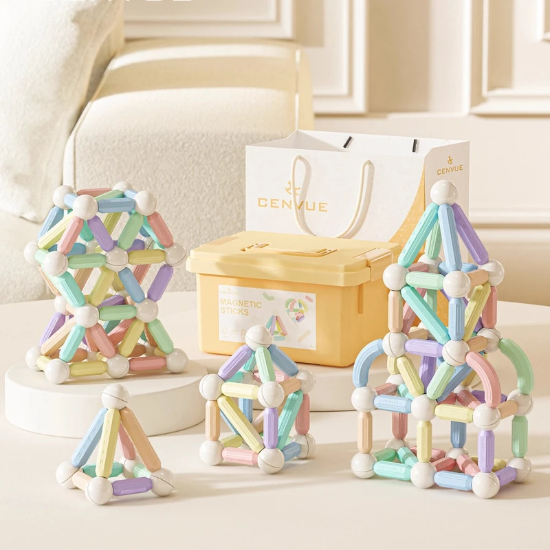 Regenboog magnetische stokken kinderconstructie puzzelset sterke magnetische verbinding creatieve montage educatief speelgoed kinderen