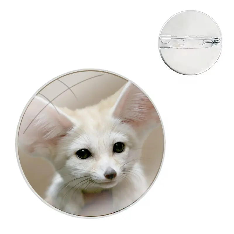 Glass Dome Brooches Badge Pins For Clothes Hat Shirt Lapel Bag Animal Fennec Fox