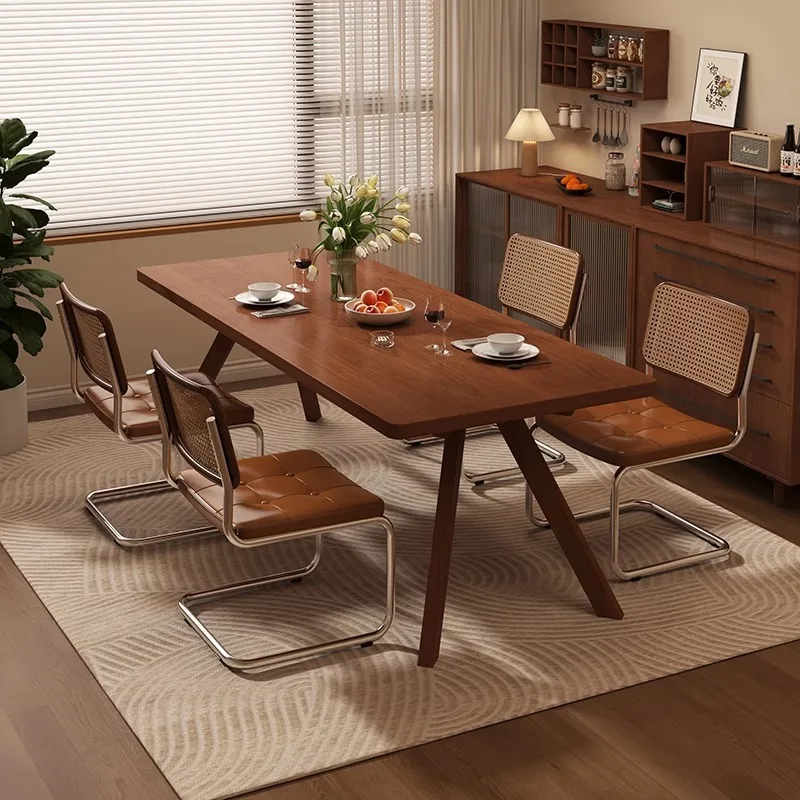 

Solid wood diningtable Small apartment eatingtable Household rectangular medieval dining tabl and chairs