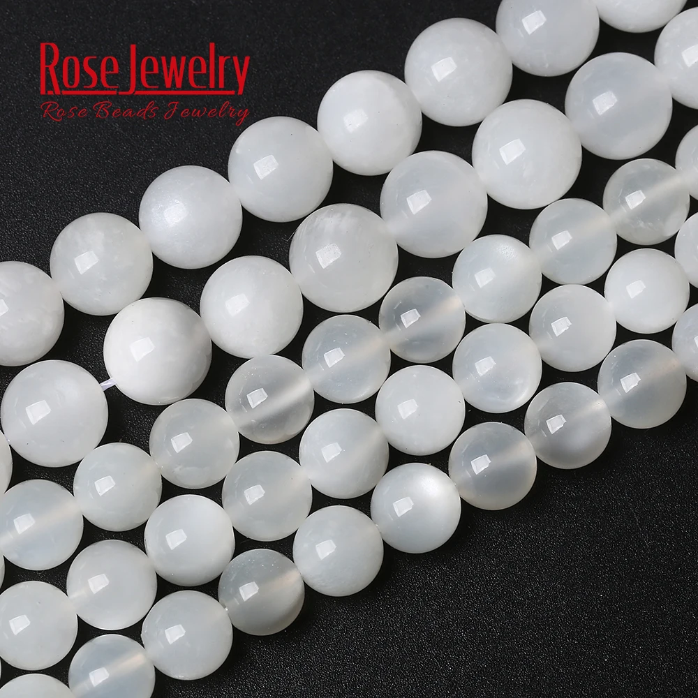AAAAA Quality Natural White Moonstone Beads Round Loose Stone Beads 15\