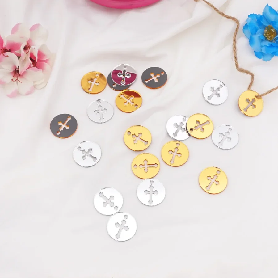 Acryl Spiegel Kleine Runde Kreuz Tags Baby Dusche Tisch Dekor Taufe Einladungen Karten Party Gast Geschenk Taufe Dekor – Detail 7