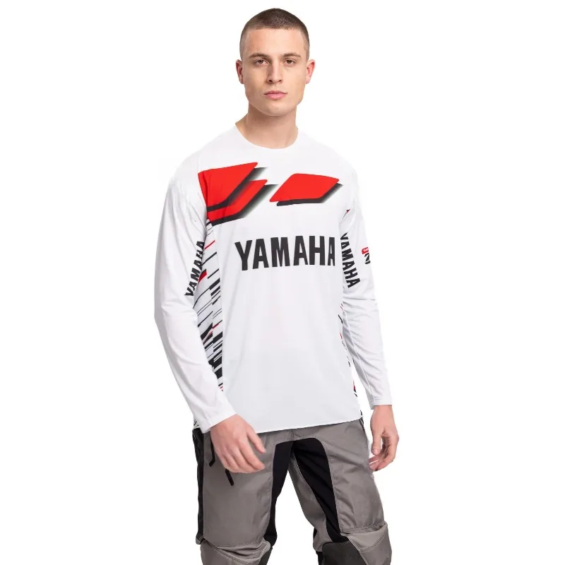 

Summer Yamaha 70th Anniversary Printed Long Sleeved White T-shirt, Men Women Fashionable Sunscreen Cycling Motorcycle T-shirt