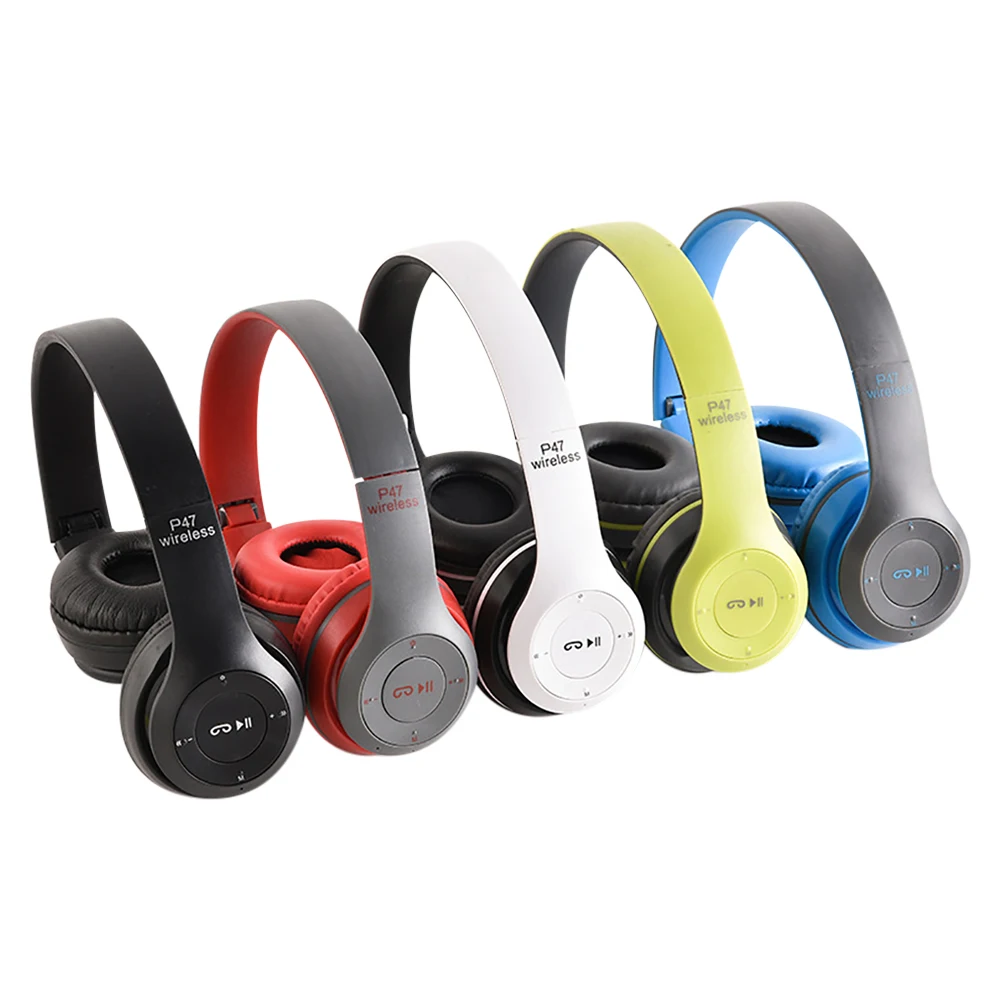 Fone-auriculares inalámbricos P47 con Bluetooth 5,0, dispositivo de audio para IOS, Android, IPhone, Samsung, compatible con tarjeta SD