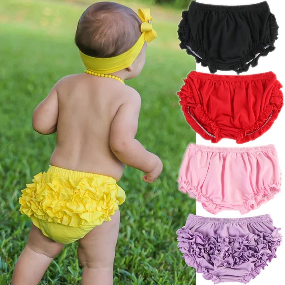 Ruffkids 100% Cotton Infant Toddler Panties Ruffle Baby Boys Girls Clothes 2024 Underwear Newborn Diaper Cover White Bloomers