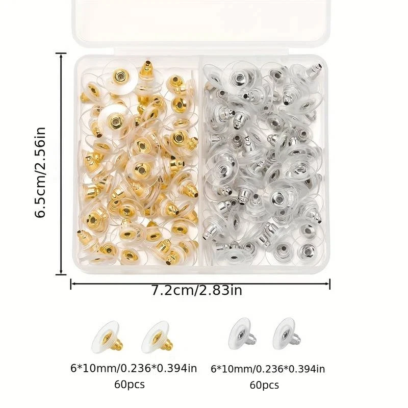 120pcs Boxed Soft Silicone Rubber Earring Back Stoppers For Stud Earring DIY Earring Findings Accessories Ear Blockage Sets