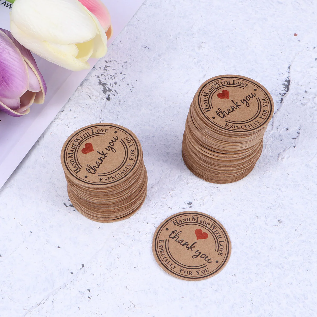 

100pcs 35cm Round Kraft Paper Thank You Gift Hanging Tags for DIY Craft Birthday Wedding Favor Mother's Day