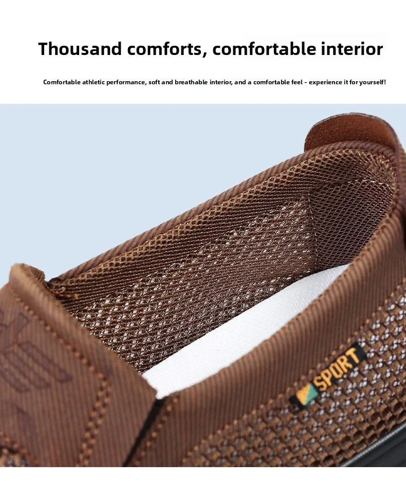 Herren Sommer-Hohlnetz-Slipper, Leichte Mehrschichtige Rutschfeste Sohle, Alltags-Gehschuhe für Senioren, Casual Flats – Detail 6