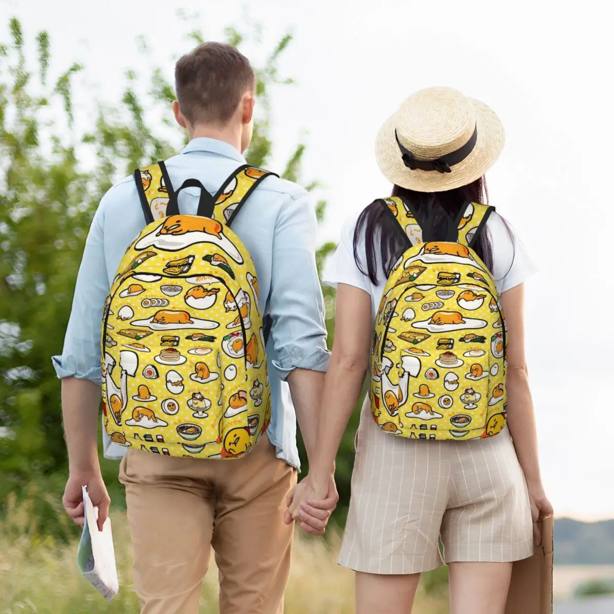 Yoga Gudetama Niedlicher Eier-Cartoon für Teenager, Schüler, Schule, Büchertaschen, Tagesrucksack, Mittelschule, Wandern