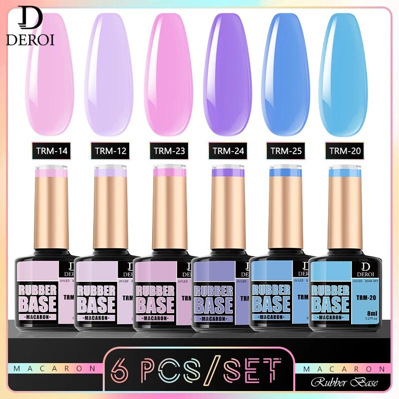 

DEROI 6PCS/Set Summer Macaron Gel Nail Polish Kit Candy Gel UV/LED DIY Manicure Semi-permanent Varnish Soak Off for Nail Art