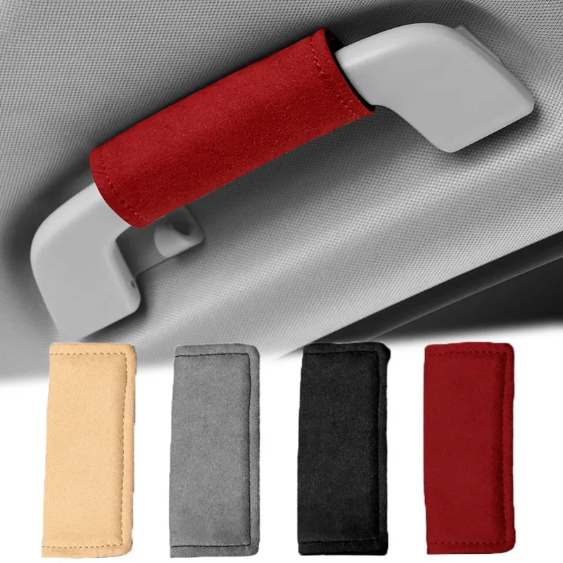 Car Roof Armrest Soft Suede Cover Auto Interior Pull Handle Gloves Protection Tools Ceiling Handle Protective Covers Accessories