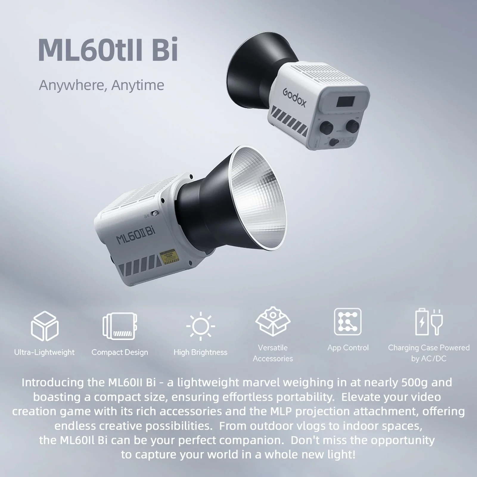 GODOX ML60II Bi 70W Video Light ไฟถ่ายภาพสองสี