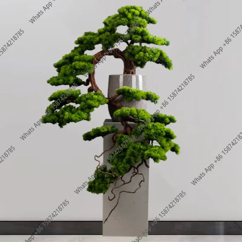 

New Chinese Style Simulated Pine Tree Large Floor-to-ceiling Plant Ornament Entrance Fake Tree Decoration Green Plant Bonsai X