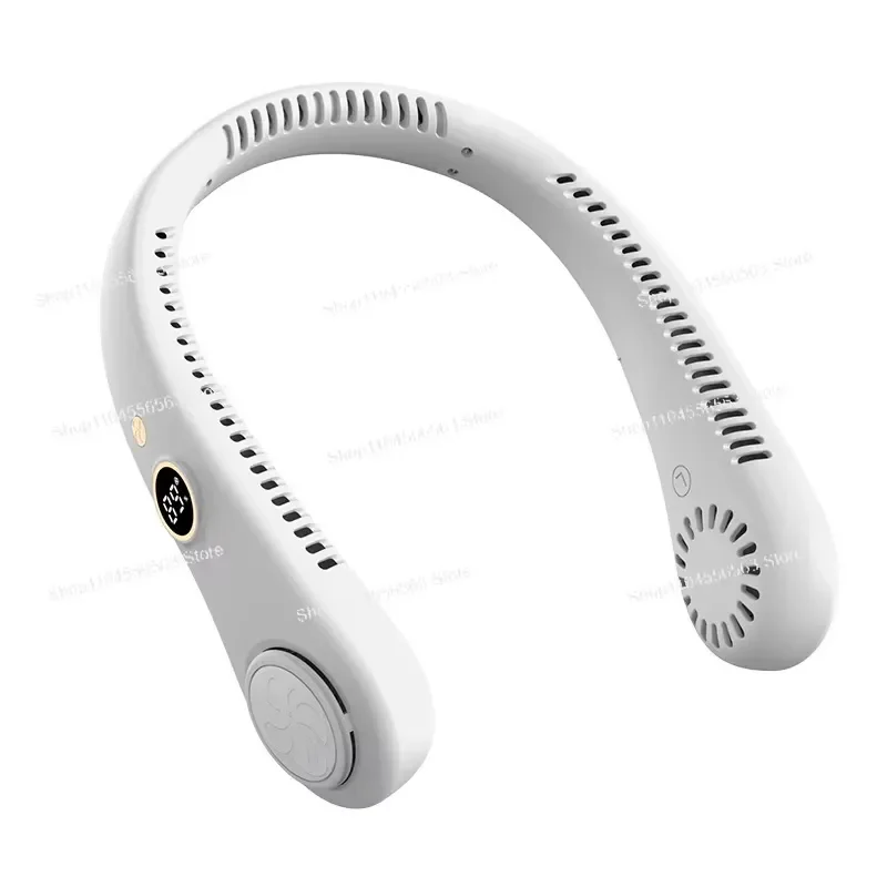 New digital display bladeless neck fan, mini portable rechargeable outdoor cooling small fan