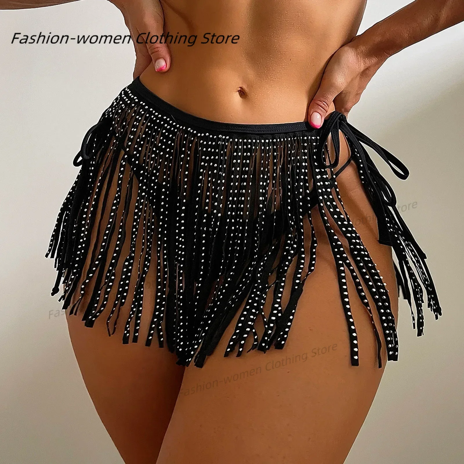 Women Sequin Cover For Swimwear Bikini Skirt Fringe Beach Short Cover Shiny Up Sexy Wrap Wraps Long Board Shorts For Women 2024