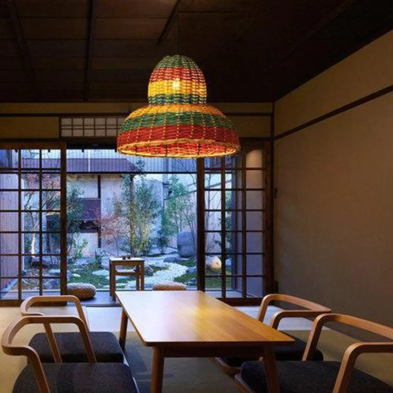 Japanese chandelier South East Asia Living room Dining room Study tea room Hot pot shop Zen aisle corridor rattan art rattan