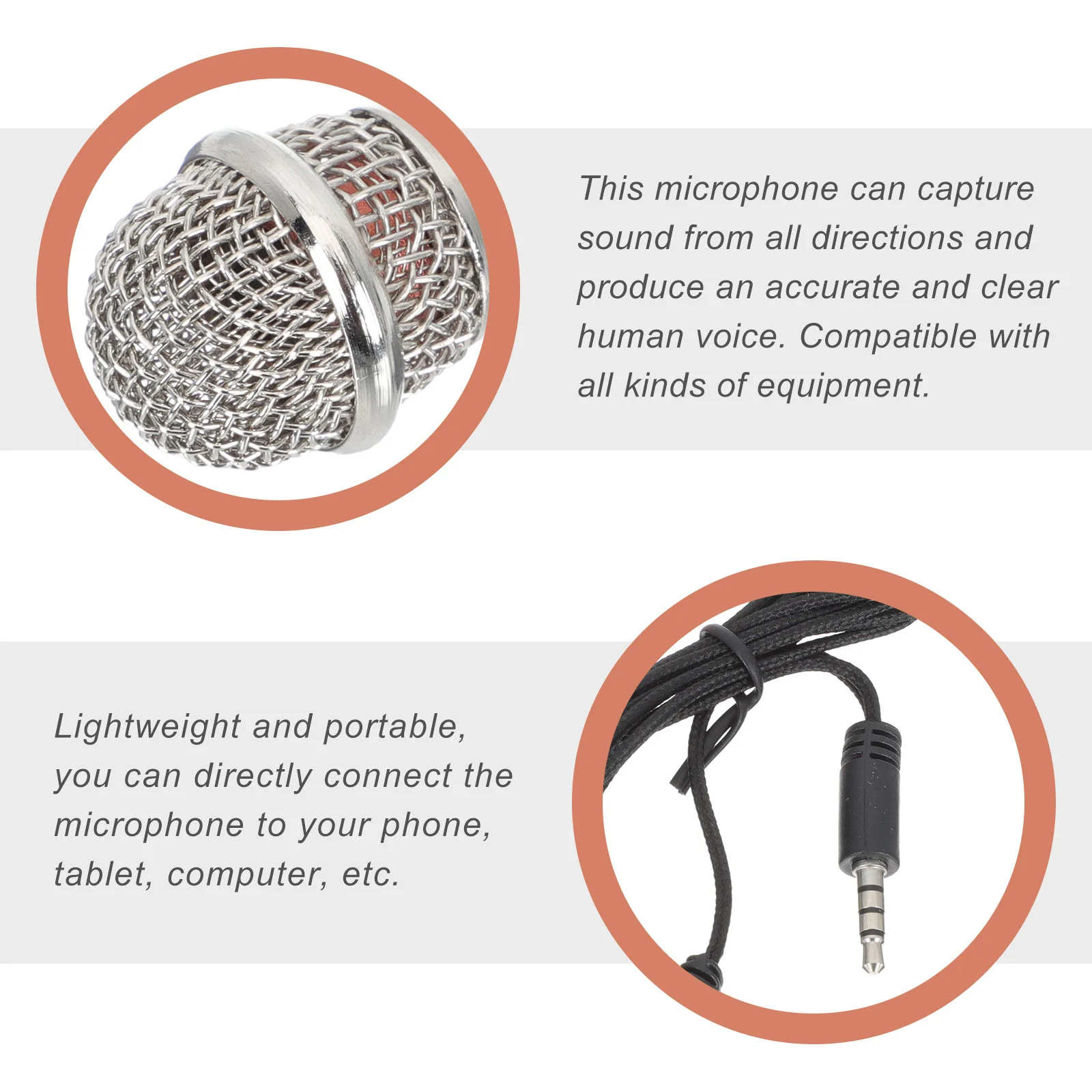 

2Pcs Mini Microphones Portable Phone Pc Mic for Singing Recording Lightweight Capture Mini Microphone