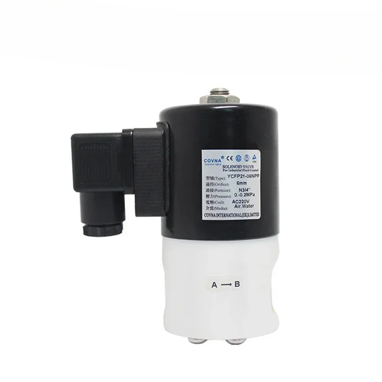 two-position  direct-acting plastic corrosion-resistant solenoid valve normally closed type strong acid and alkali self-produced