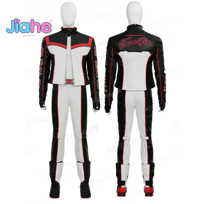

Movie Superhero Mister Terrific Cospaly Costume Adult Men's Woman Halloween Fantasy New Uniform Shoes Coat Pants Belt Glove Set