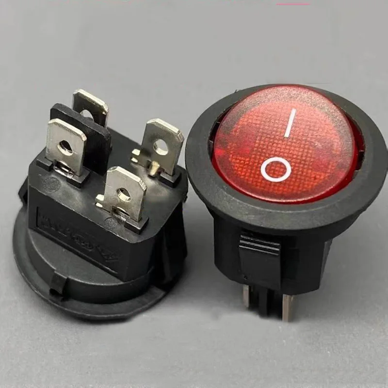 SM601C Round 23mm red light 4 pins 2 stops red cover no light 6A250V Open hole 20mm