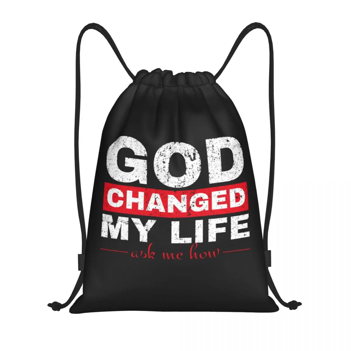 Mochila de cordão para homens e mulheres, Sports Gym Bag, Jesus God Changed My Life Sack, Sacola de compras