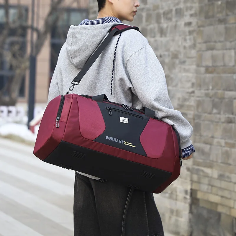travel-sports-fitness-bag-large-capacity-stylish-handbag-trendy-luggage-bag-polyester-material-simple-style-unisex-bag