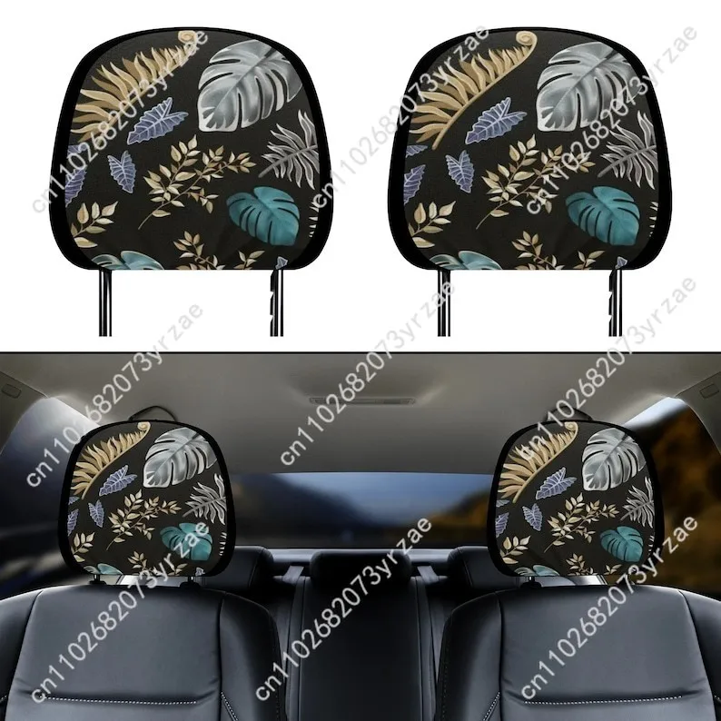 

Wildflower Leave Car Seat Headrest Cover (2pcs) Environmentally Friendly Headrest Protector Breathable Comfortable Vehicle Decor
