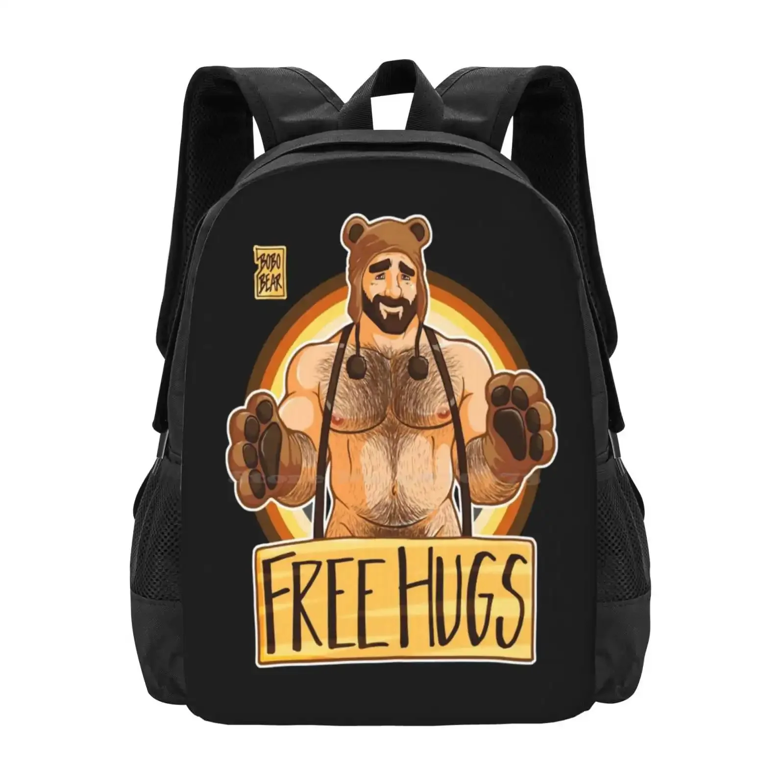 

Adam Likes Hugs-Bear Pride Fashion Pattern Design Travel Laptop School Backpack Bag Bobobearart Bobo Bear Bear Weekend Otter