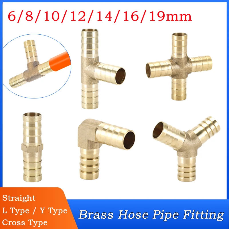 

6~19mm Brass Pagoda Joint T X Y Cross T Type Brass Hose Pipe Fitting Copper Barbed Connector Joint Air Water Oil Coupler Adapter