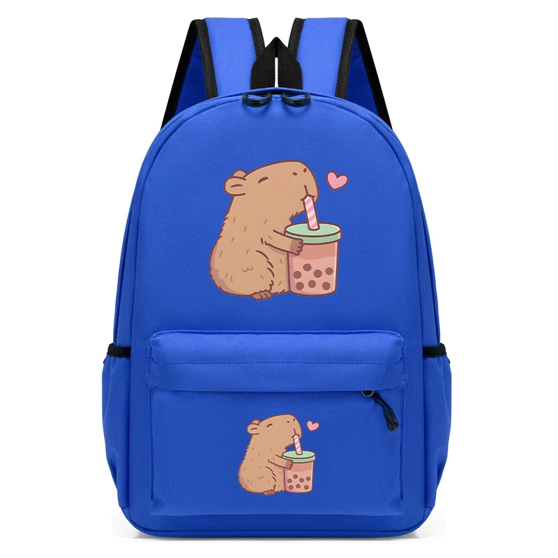 Kawaii Capybara Bubble Tea Schoolbag, Bonito Mochila Escolar para Estudante Menino e Menina Jardim de Infância Crianças Cartoon Bagpack