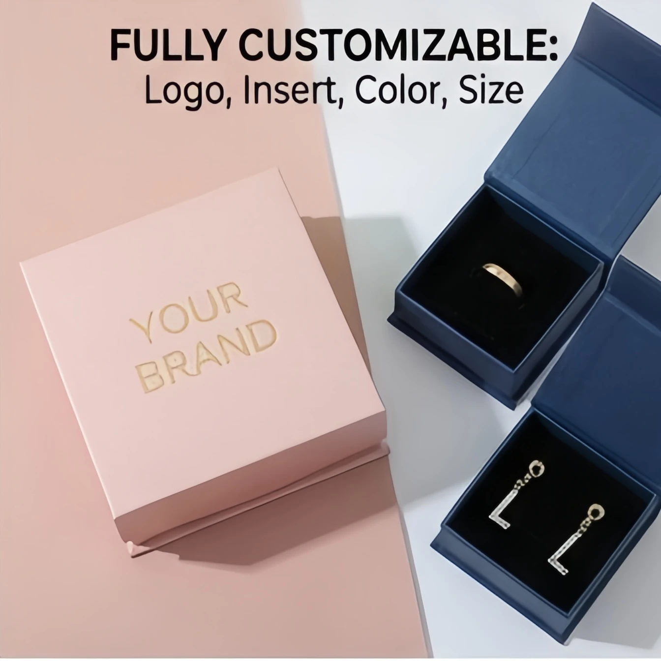 

Настраиваемая магнитная коробка-шкатулка для подарков на свадьбу, день рождения, ювелирных украшений, колец, ожерелий, с возможностью нанесения логотипа, бумажная коробка для упаковки.