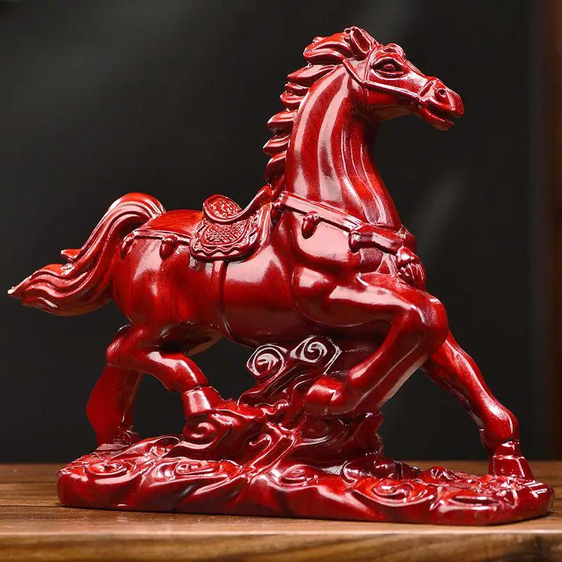 Figura de Caballo de Madera, Estatua Decorativa del Año del Caballo 2026, Amuleto de Riqueza, Éxito y Suerte, Artesanía en Madera, Decoración para el Hogar y la Oficina, Regalo de Feng Shui