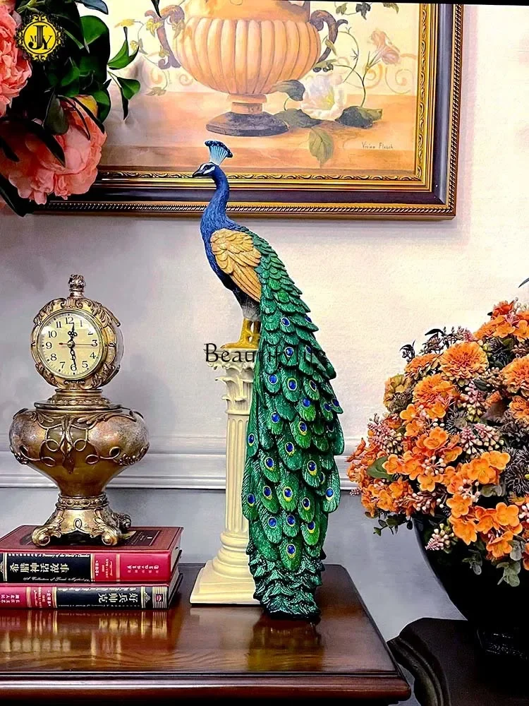 

56Pure handmade peacock ornament French villa living room TV cabinet entrance desktop decoration