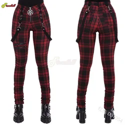 Women Cosplay Plaid Pants High Waist Gothic Punk Pant Medieval Streetwear Costumes Woman Zipper Y2k Long Bottoms Pants Trousers