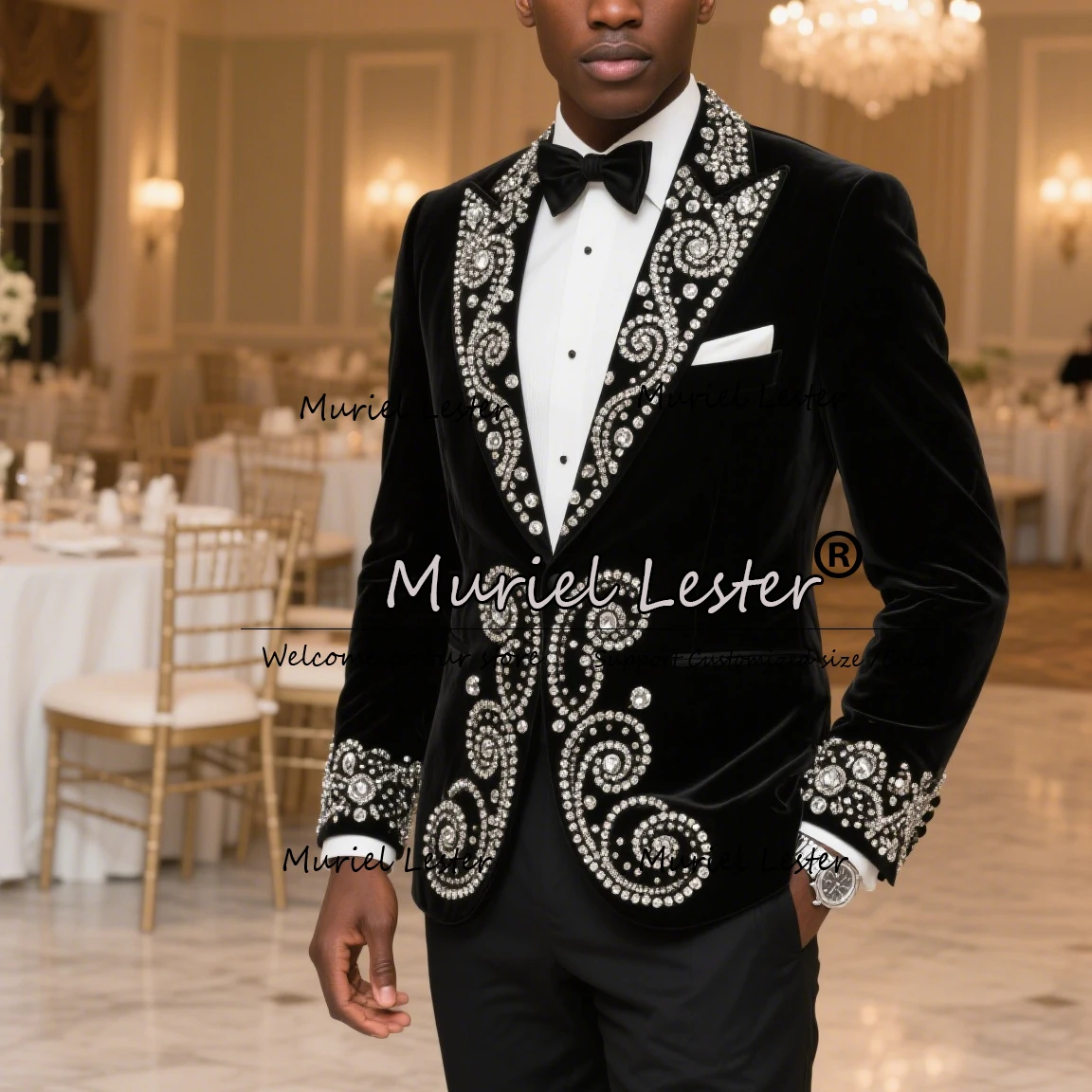 

Роскошные мужские костюмы с серебряными бриллиантами и бисером, комплект из 2 предметов, вечерние пиджаки с остроконечными лацканами, свадебные смокинги по индивидуальному заказу, одежда для банкета жениха