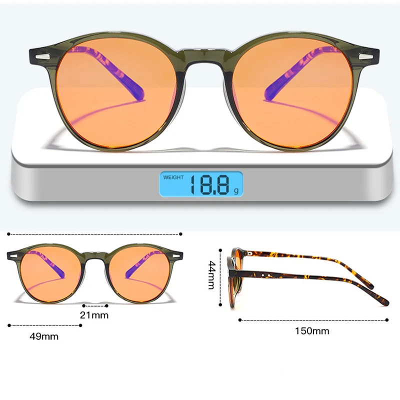 VCKA Round Women Red Orange Lens 99%  Blue Light Blocking Glasses Sleep Anti  Fatigue Goggles Gaming  Fashion Computer Eyewear