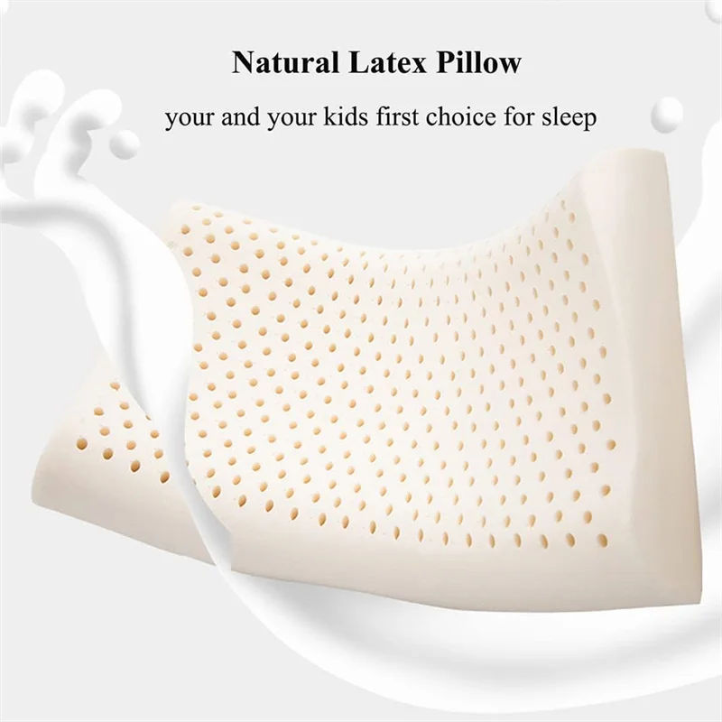 Natural Latex Neck Pillow with Cotton Cover for Sleeping Neck Pain Relief Help Head Support for Side Back Stomach Sleeper