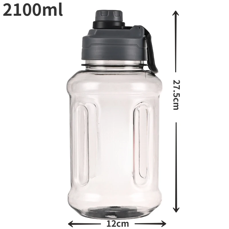 1.5/2.1L Large Capacity Water Bottle with Scale Outdoor Fitness Sports Large Motivational Portable BPA Free Water Bucket for Man