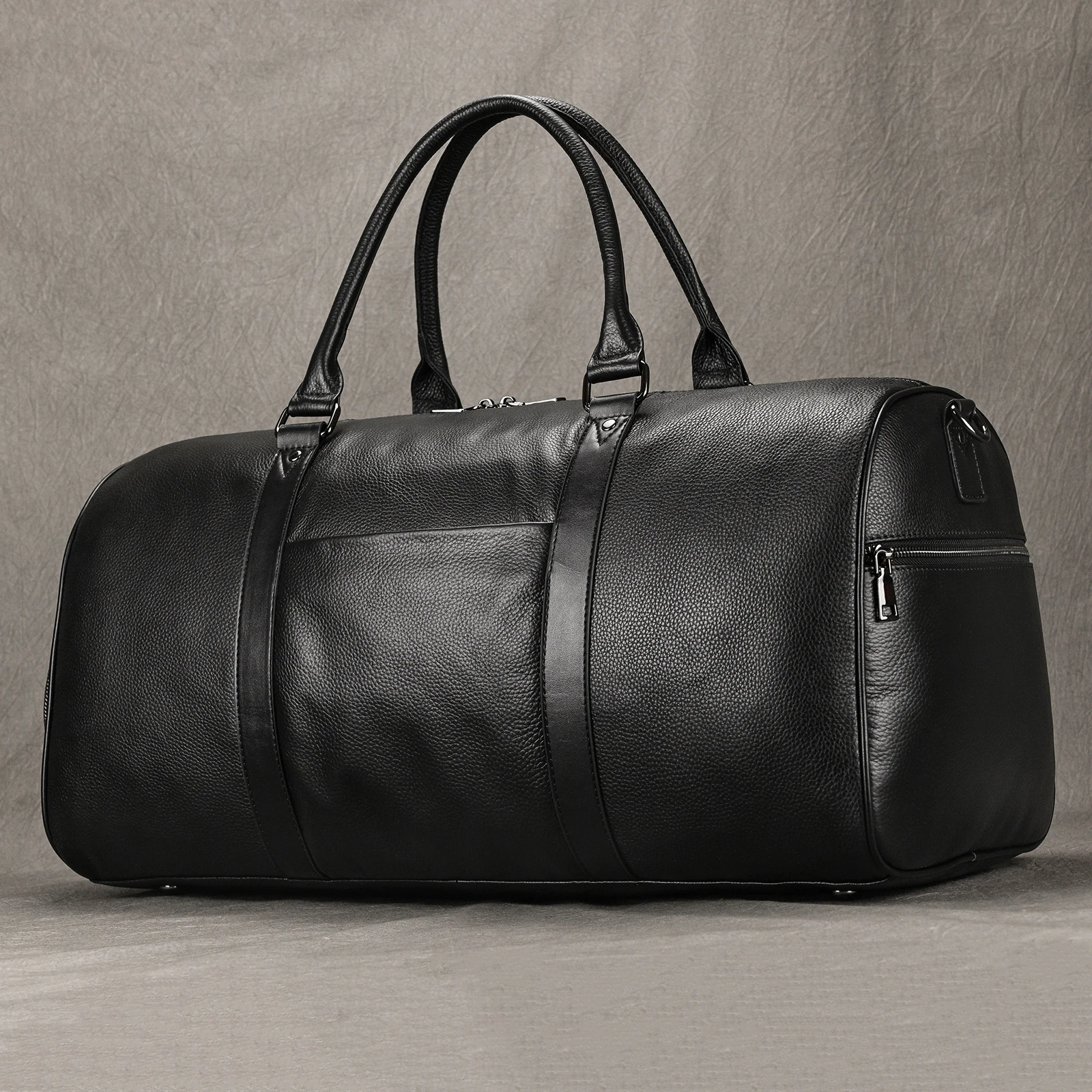 Men Genuine Leather Travel Bag Duffel Large Capacity Travel Handbag Black Man Weekend Bag Carry On Luggage fitness bag sport bag