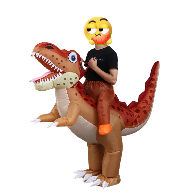 

Funny Decoration Orange Dinosaur Inflatable Costume Suit for Adult Halloween Party Stage Performance Cosplay Props