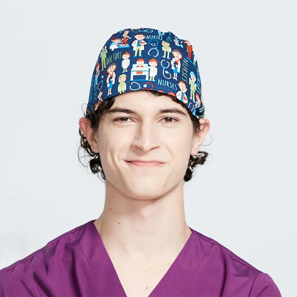 Wholesale multicolor cotton scrubs hats Cosmetic teeth dentist cap surgery cap clinical nurse cap Doctor nurse working hat