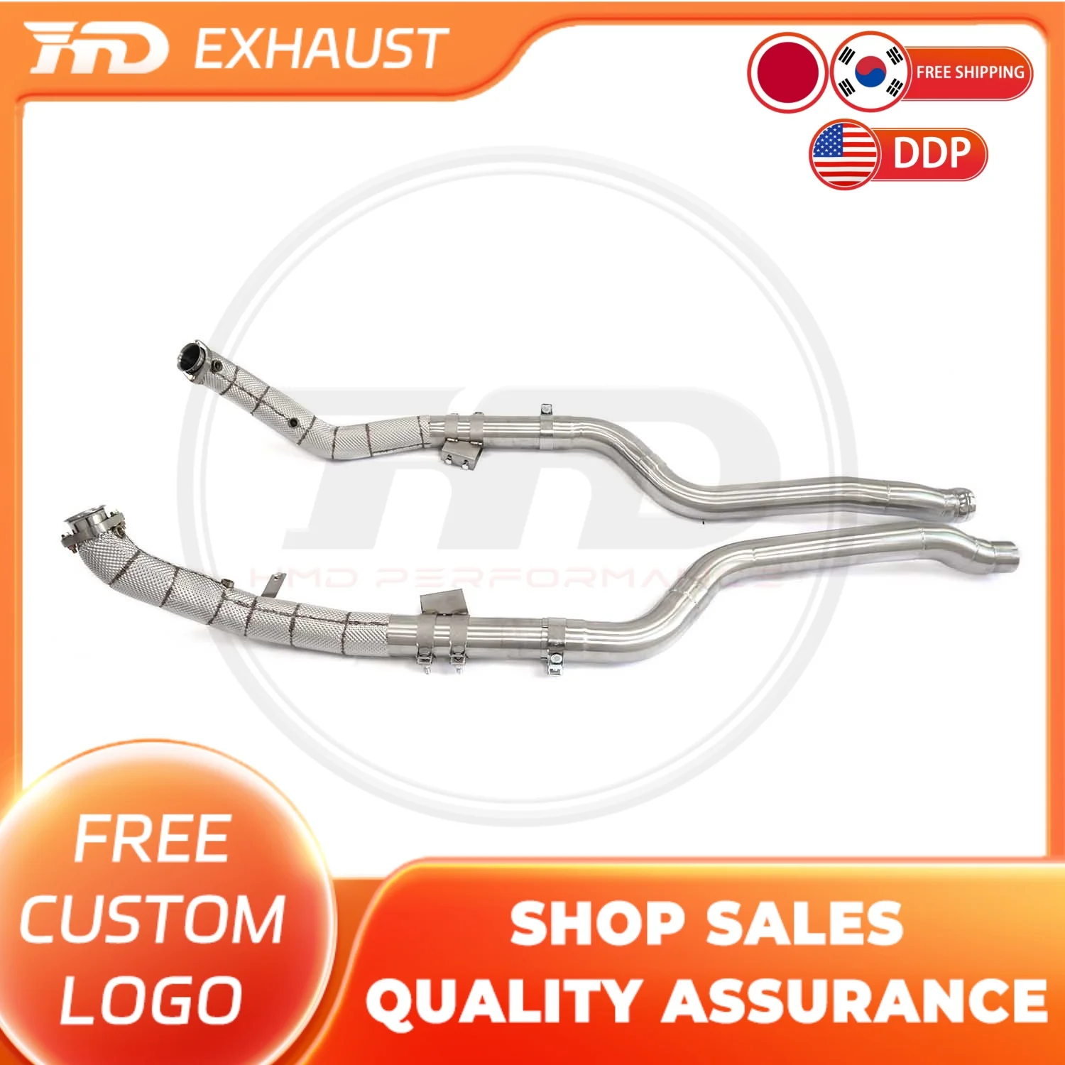 

HMD Downpipe for Mercedes benz E550 W212 Stainless steel Exhaust System Catalytic Header Without Cat Downpipe(76mm)
