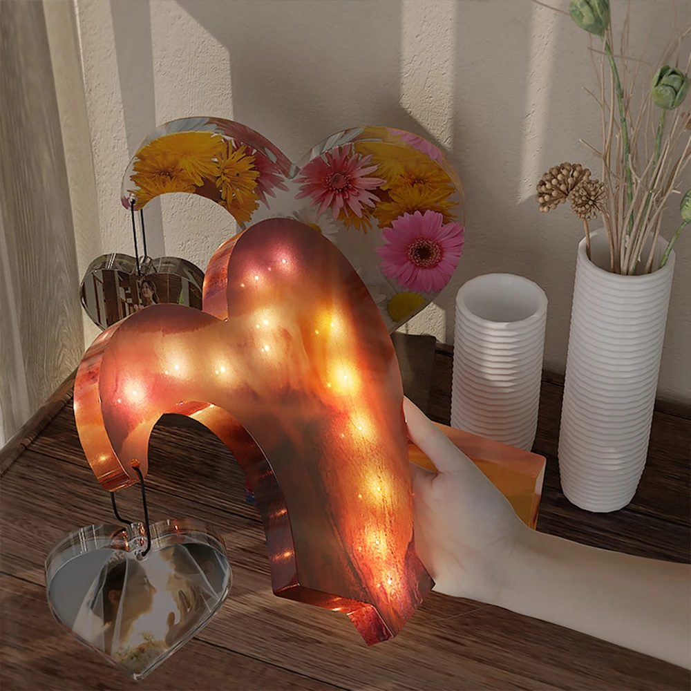 إطار صورة قلب قالب سيليكون ، قالب صب راتنج إيبوكسي كريستالي ، صناعة مجوهرات يدوية سهلة الاستخدام ، زخرفة سطح مكتب ، ديكور منزلي ، مجموعة واحدة