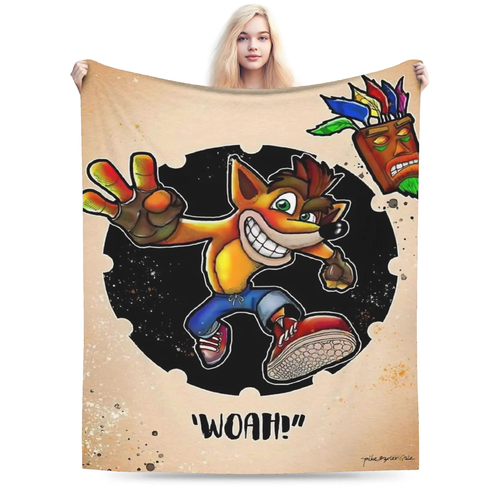C-Crash B-Bandicoot Blanket  Warm Soft Graphic Plush Bedding Throws For Girls Boys Home Decor Flannel Bedspread Bed Cover