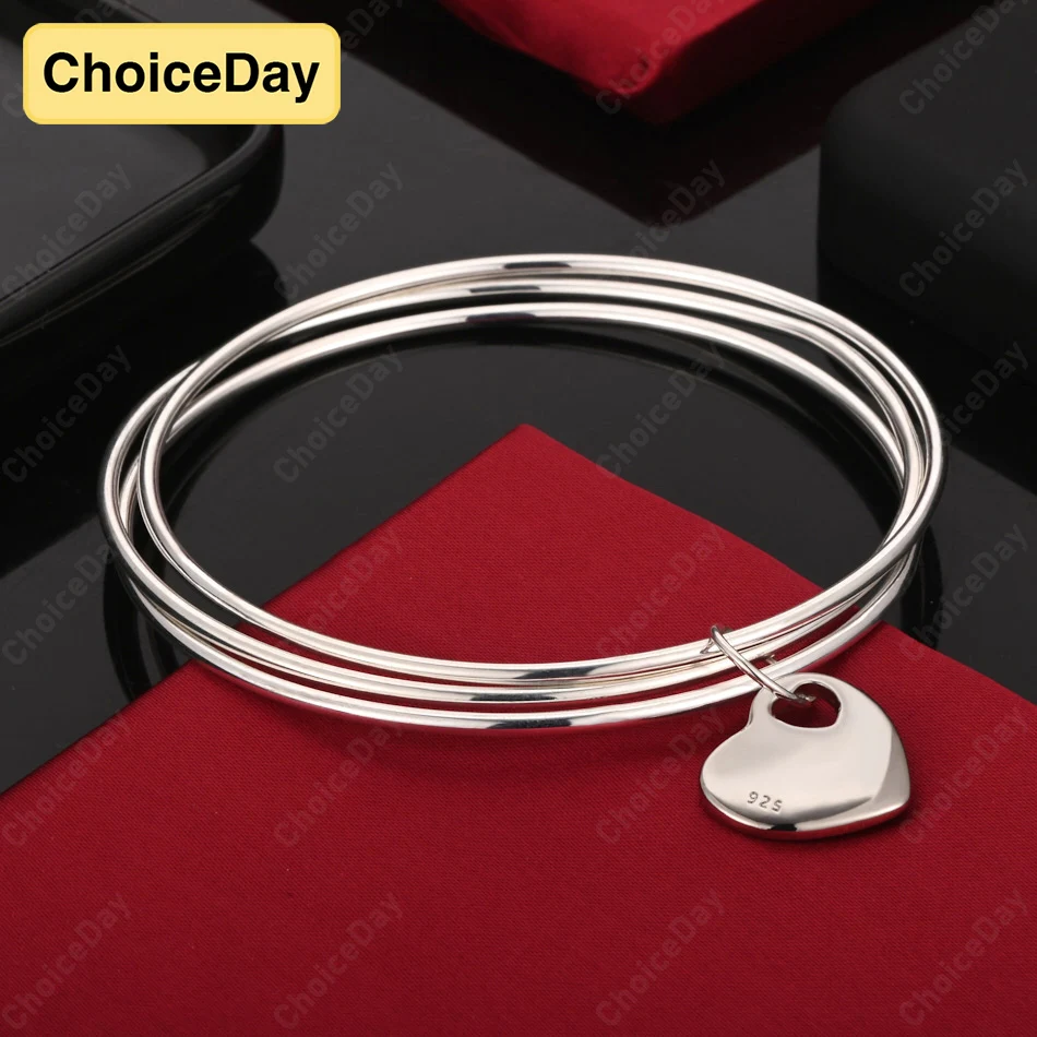 

ChoiceDay 925 Sterling Silver Exquisite Heart Pendant Bracelet Women's Engagement Wedding Party Jewelry Accessories