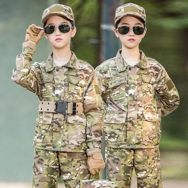 CamSolomon-Uniforme d'entraînement militaire pour enfants, imbibé, extérieur, mouvement vers l'extérieur, camp d'hiver, écoliers, nouveau