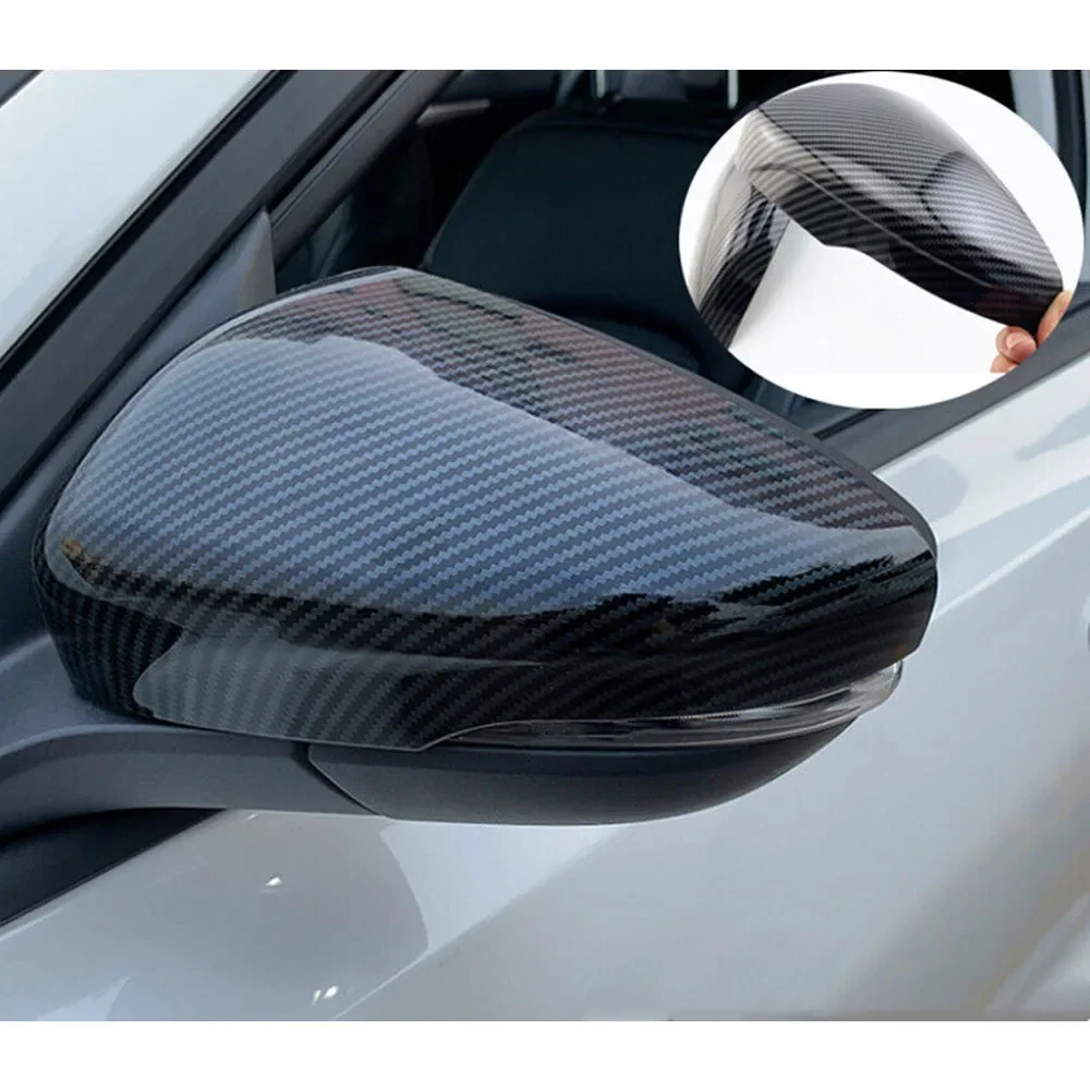 For US Ford Focus MK4 2019-2023 Rearview Side Mirror Cover Wing Cap Sticker Exterior Door Rear View Case Trim Carbon Fiber Look